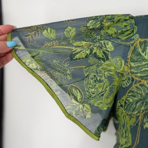 Jonathan Martin Y2K Floral Midi Dress Women's 10 Green Empire Waist Fairy Boho - Picture 6 of 16